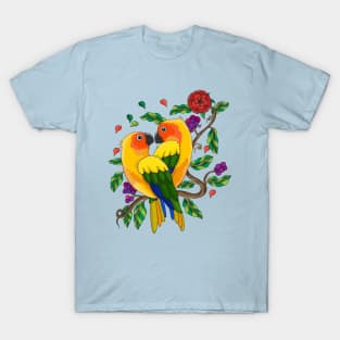 Perched parrot valentine hand drawn T-Shirt